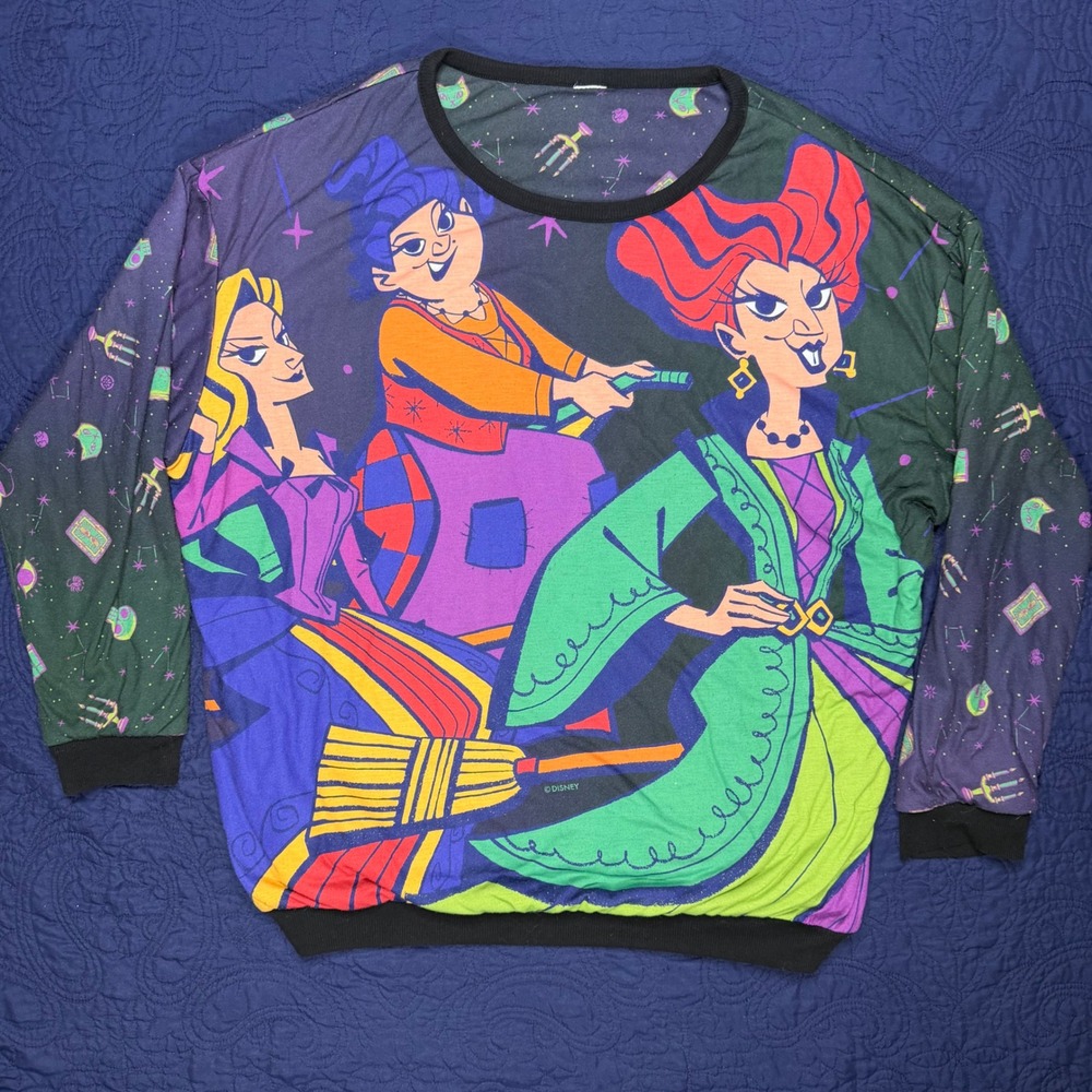 Disney Hocus Pocus Sanderson Sisters Graphic Sweatshirt Pullover Halloween Multi